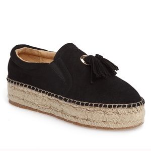 J/Slides Black Suede Rosa Platform Espadrilles